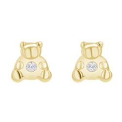 Goldene Kinder-Ohrringe mit Bärenmotiv Bear