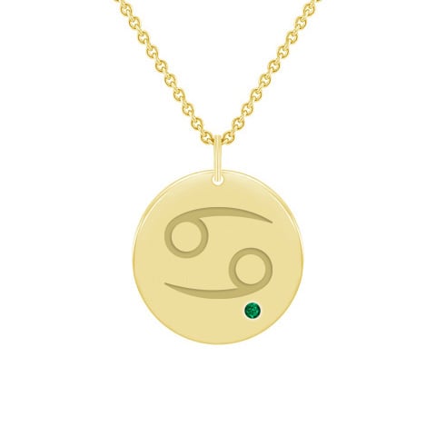 Silberner Anhänger mit Smaragd und Sternzeichen Krebs 103482