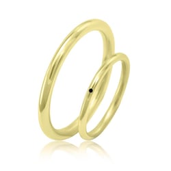 Minimalistische Eheringe aus Gold mit schwarzem Diamanten Alays