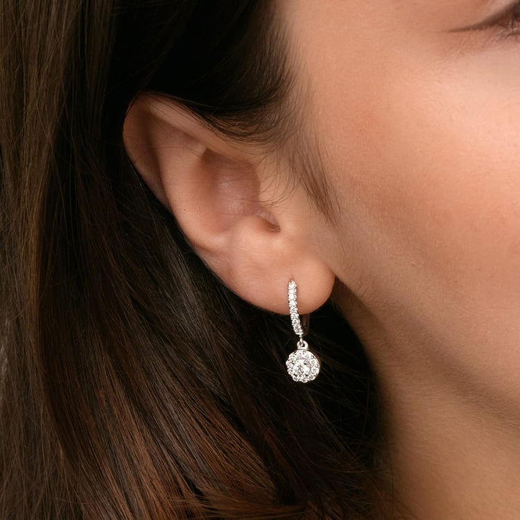 Silberne runde Ohrringe mit Lab Grown Diamanten 158720