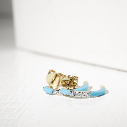 Ohrstecker mit blauer Keramik und Diamanten Edela