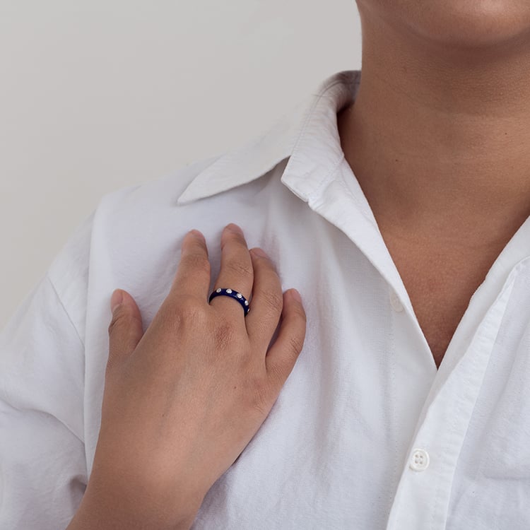 Blauer Keramikring mit Diamanten Maisha 128751