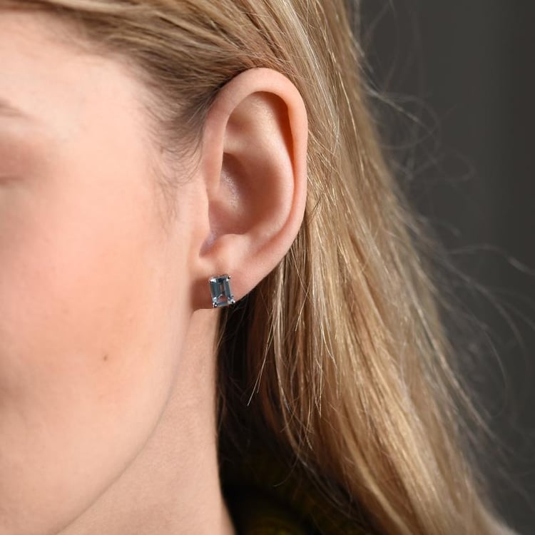 Klassische Goldohrringe mit Aquamarinen Handan 15409