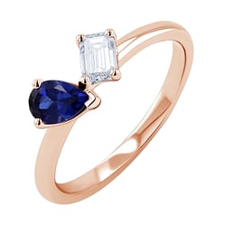 Toi et moi Ring mit Lab Grown Diamant und Saphir Maite