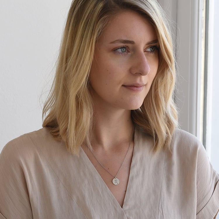 Silberner Anhänger mit Sternzeichen und Citrin Zwilling 103477