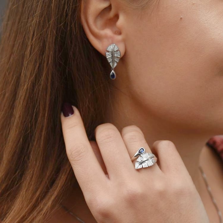 Silbernes Schmuckset mit Saphiren Alejandro 109238