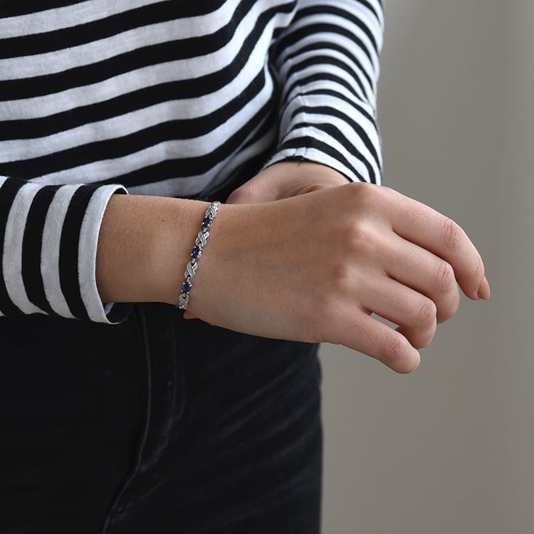 Elegantes Silberarmband mit ovalen Saphiren Clio 68958