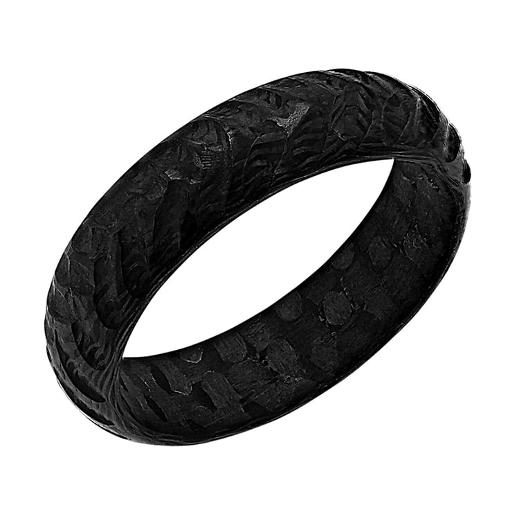 Trauringe aus Carbon mit atypischer Oberfläche und Diamant Mingus 140341