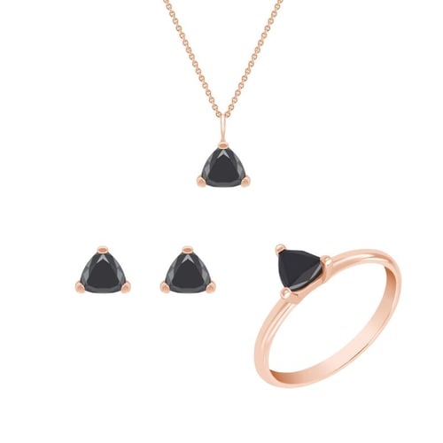 Schmuckset aus Gold mit schwarzen Diamanten Julie