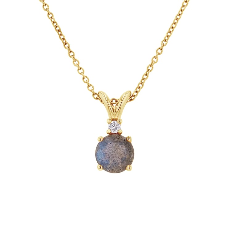 Goldener Anhänger mit Labradorit und Diamant Timotei 78380