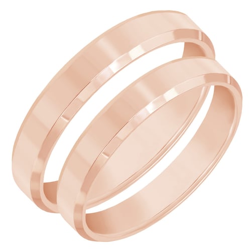 Goldene minimalistische Eheringe mit abgeschrägten Kanten Varden