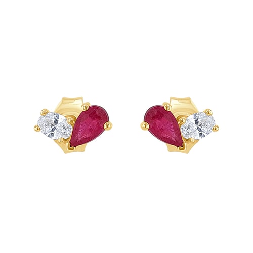 Schmuckset Toi et Moi mit Rubin und Lab Grown Diamant Ethelmary