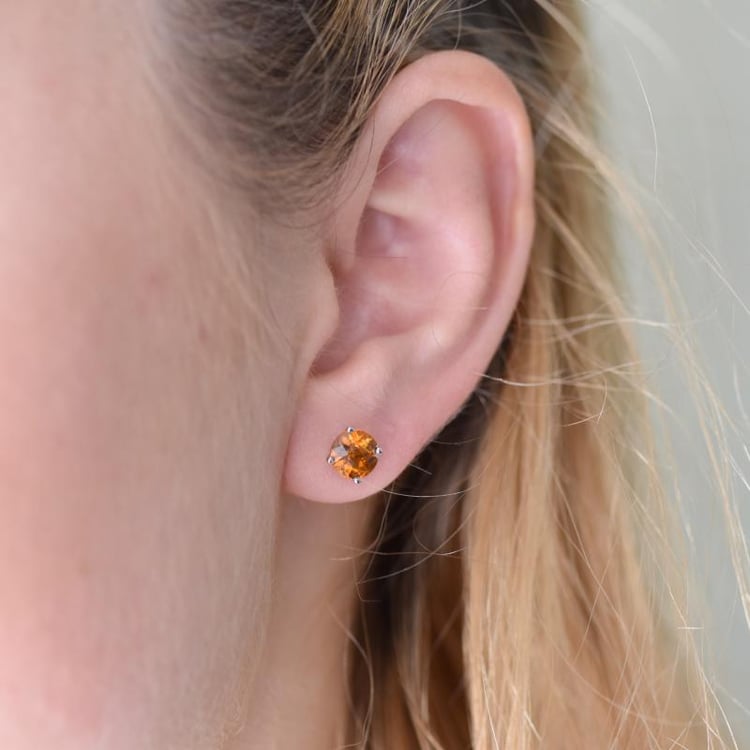 Goldene Ohrstecker mit Citrin Hulda 10941