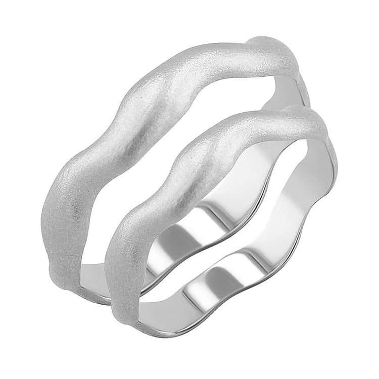 Wellenförmige Eheringe aus mattiertem Gold Keller 128148