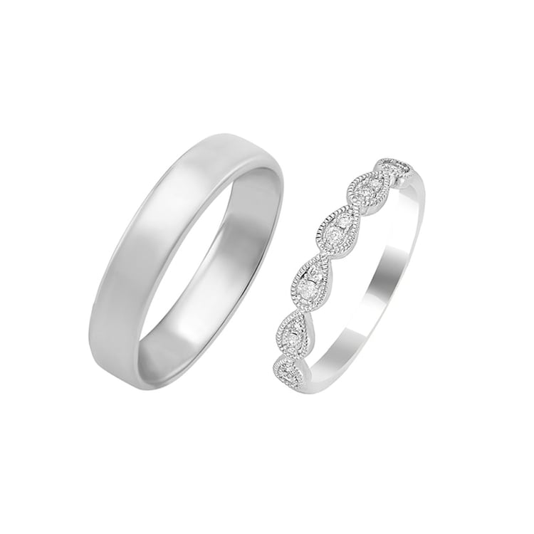 Zarter Ehering und klassischer Court Ring Lacy