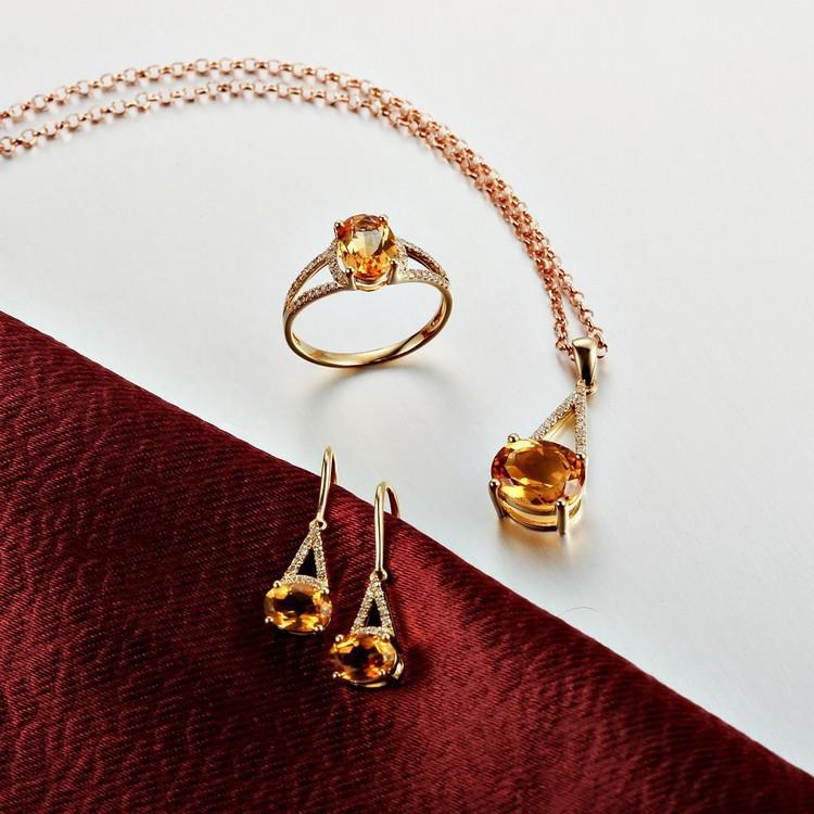 Citrin Schmuckkollektion mit Diamanten 4750