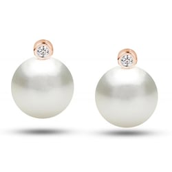 Ohrringe mit weißen Perlen und Diamanten Lara