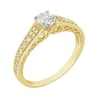 Verlobungsring im Vintage-Stil mit Moissanit und Lab Grown Diamanten Keran
