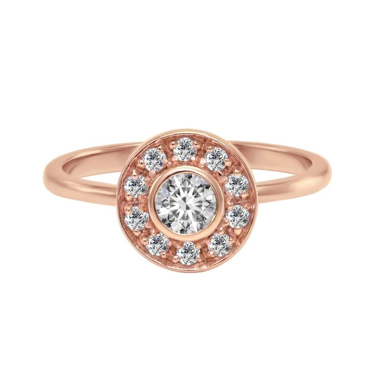 Rosegold Halo-Ring mit Diamanten 76058