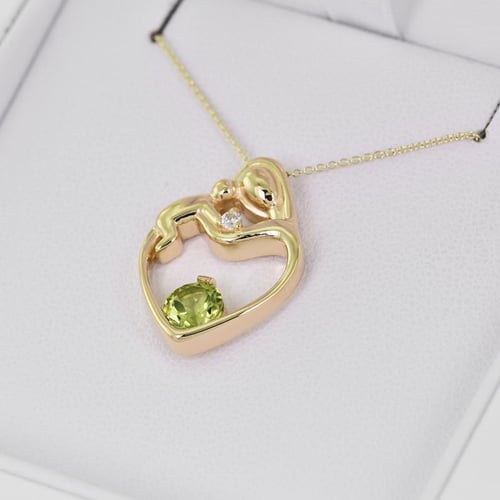 Anhänger Mutter und Kind mit Olivin und Diamant Ella