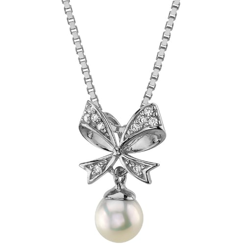 Perlenanhänger mit Schleife und Lab Grown Diamanten Mischa