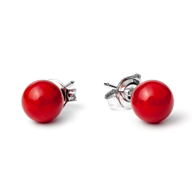 Minimalistische Ohrringe mit runden Korallen