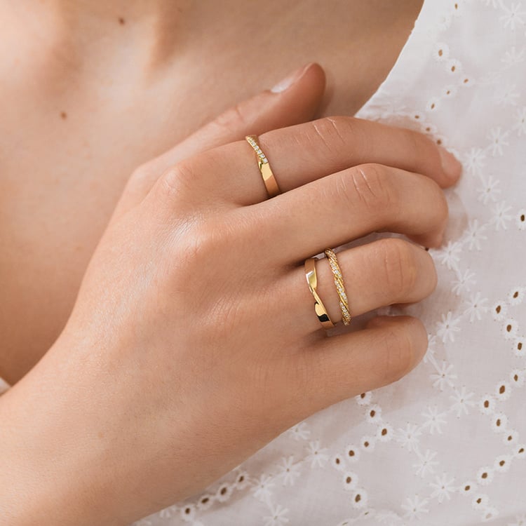 Eheringe mit geflochtenem Eternity-Ring mit Lab Grown Diamanten und Komfortring Frances 154484