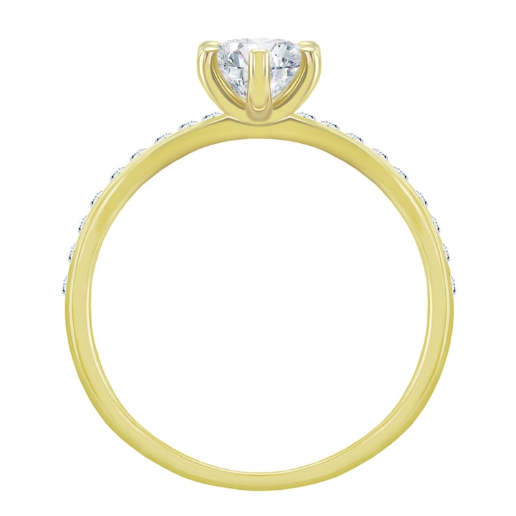 Verlobungsring aus Gold mit Diamant im Solitär-Pave Stil Vanan 41750