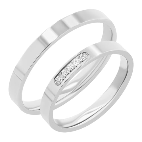 Flache Eheringe aus Gold mit Diamanten Yorik