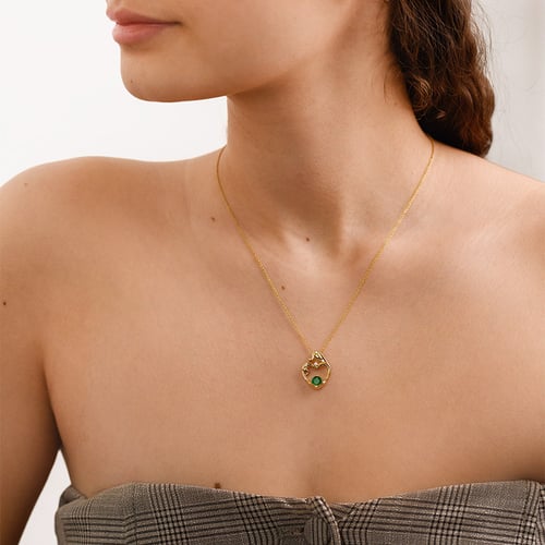Silberner Anhänger Mutter und Kind mit Smaragd und Diamant Ella