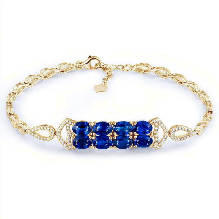 Wunderschöne Saphire im goldenen Armband mit Diamanten Pillar 86477