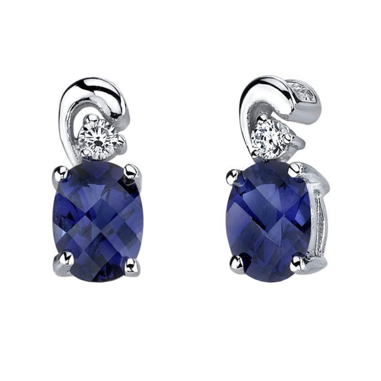 Wunderschöne silberne Ohrringe mit Ceylon-blauen Saphiren Trishanku