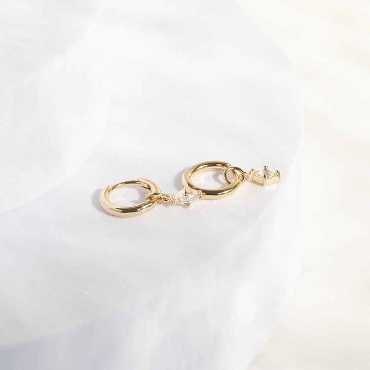 Runde silberne Ohrringe 2in1 mit weißen Topasen Savitri 142684