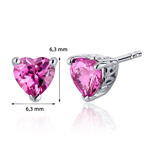 Silberohrringe mit rosa Saphiren in Herzschliff Ila 3287
