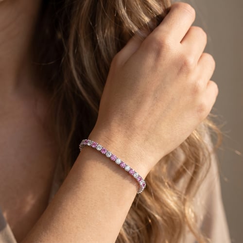 Elegantes silbernes Armband mit Saphir und Zirkonia Pamela