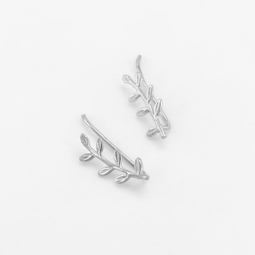 Silberne Ear Climber Ohrringe Orchid