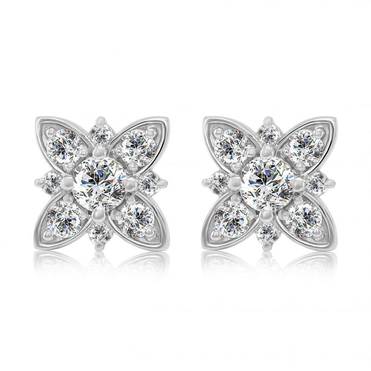 Ohrstecker mit Diamant-Blumen aus Gold Kassie