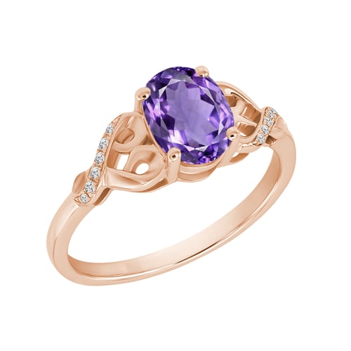 Goldener Amethystring mit Diamanten Alanyse