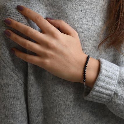 Silbernes Schmuckset mit schwarzen Perlen Emerson