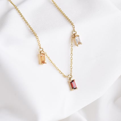 Goldenes Armband mit Citrin, Granat und Saphir Veera