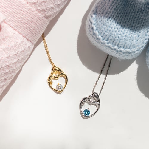 Anhänger Mutter und Kind mit Schweizer Topas und Diamanten Ella