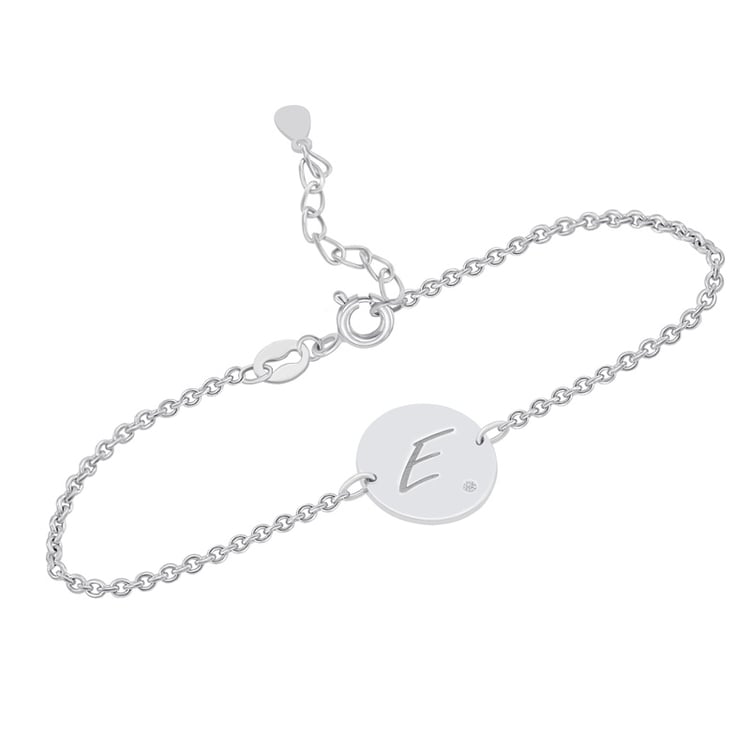 Silberarmband mit Diamant und Buchstabengravur Dian