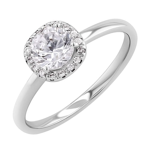 Verlobungsring im Halostil mit Diamanten Zulie