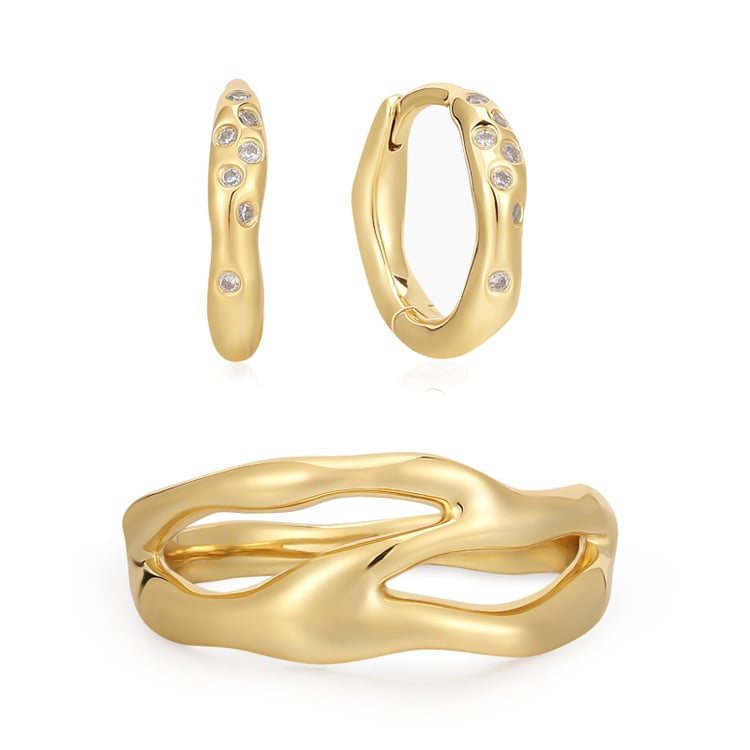 Silbernes Set aus unregelmäßigem Schmuck 