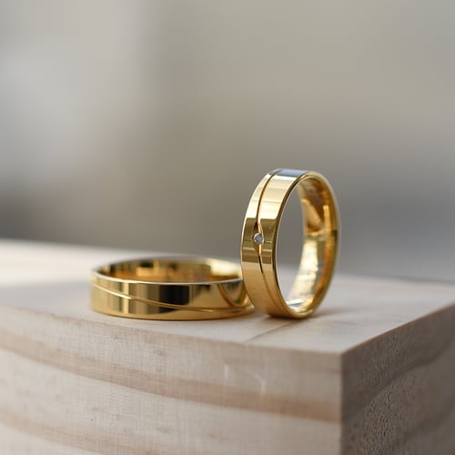 Flache Eheringe aus Gold mit Diamanten Tesar