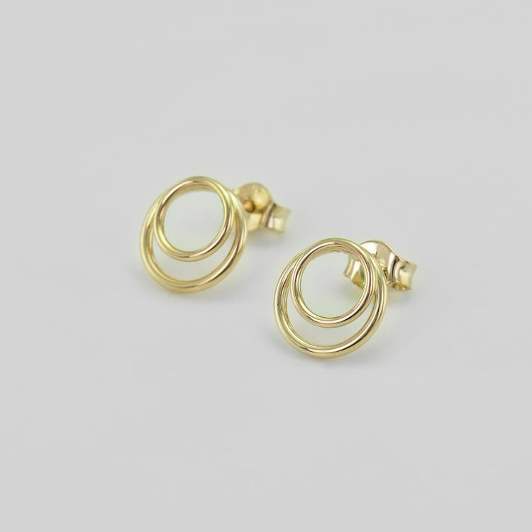 Goldene Ohrstecker mit zwei Ringen Signife 40273