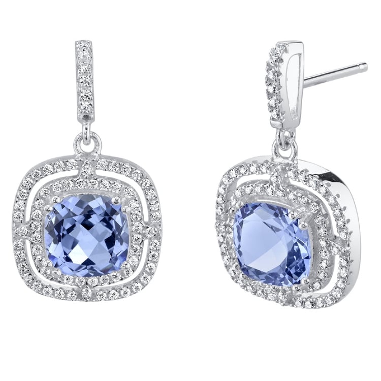 Silberne Ohrringe mit simulierten Tansaniten Sanna