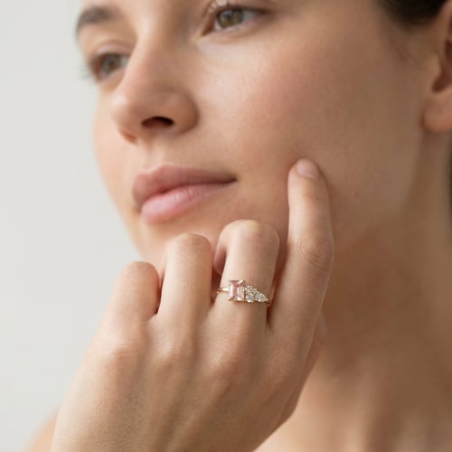 Cluster Scheidungsring mit Morganiten, Diamant und Saphir Frank