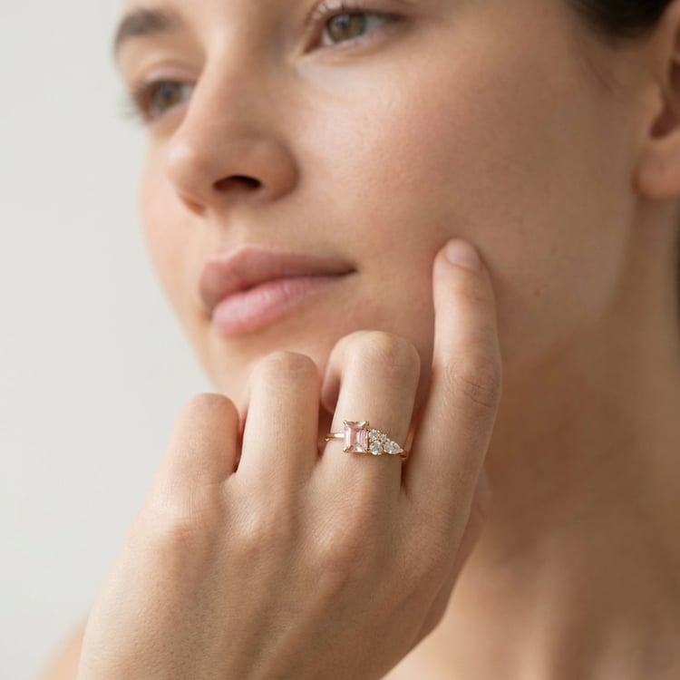 Cluster Scheidungsring mit Morganiten, Diamant und Saphir Frank 166255