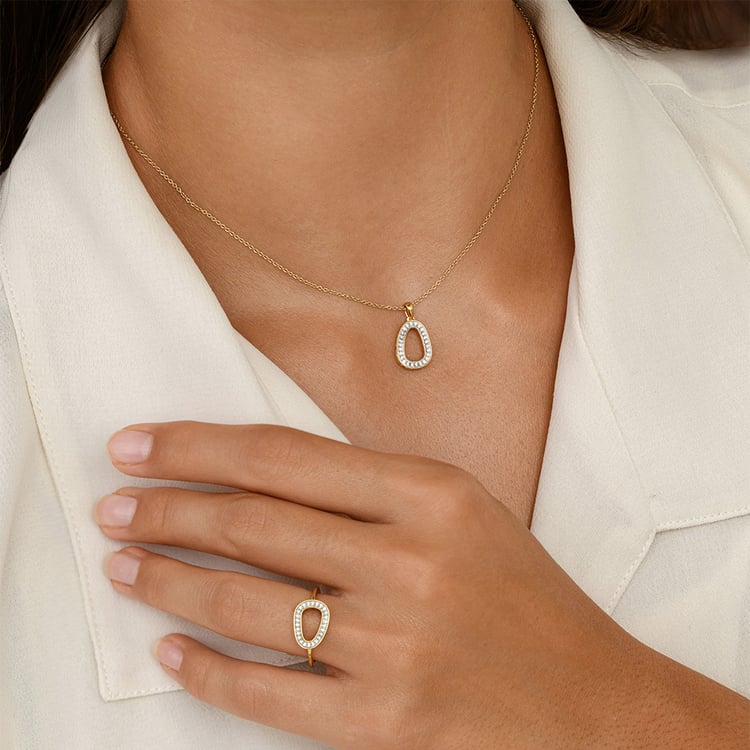 Goldener Anhänger mit Lab Grown Diamanten Evie 161447